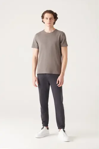 Men's Anthracite T-shirt 100% Cotton Breathable Crew Neck Regular Fit E001000 - 6