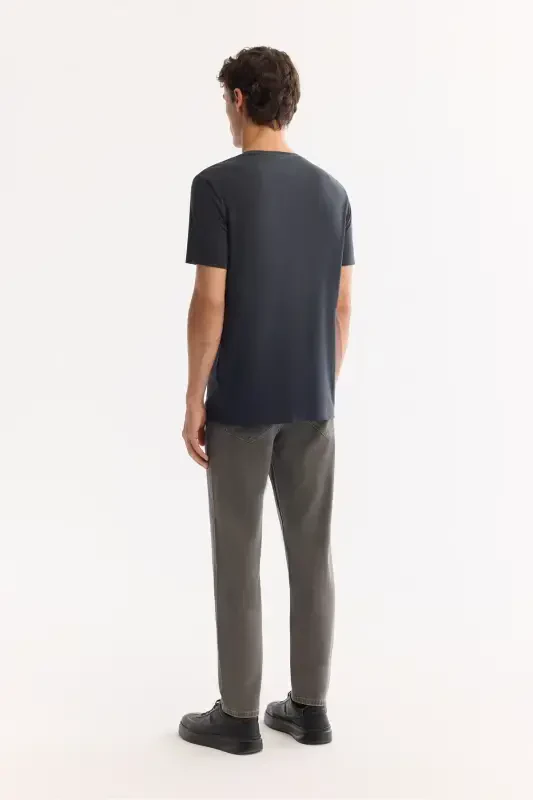 Men's Anthracite T-shirt Soft Touch Crew Neck Regular Fit B001031 - 4