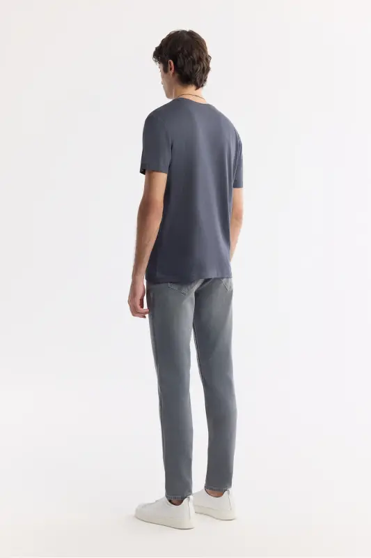 Men's Anthracite T-shirt Ultrasoft Crew Neck Plain Regular Fit Modal B001171 - 4