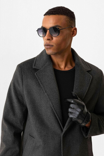 Men's anthracite textured coat - 5