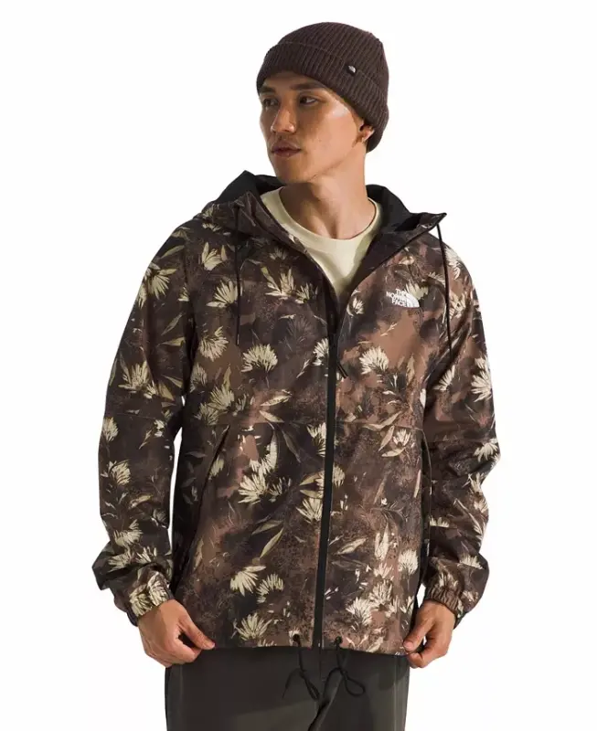 Men's Antora Rain Hoodie - Latte prairie flowers print - 1