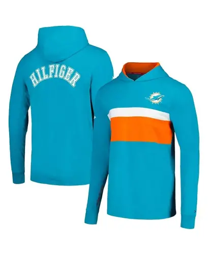 Men's Aqua Miami Dolphins Morgan Uzun Qisma Hoodie T-ko'ylak - Aqua - 1