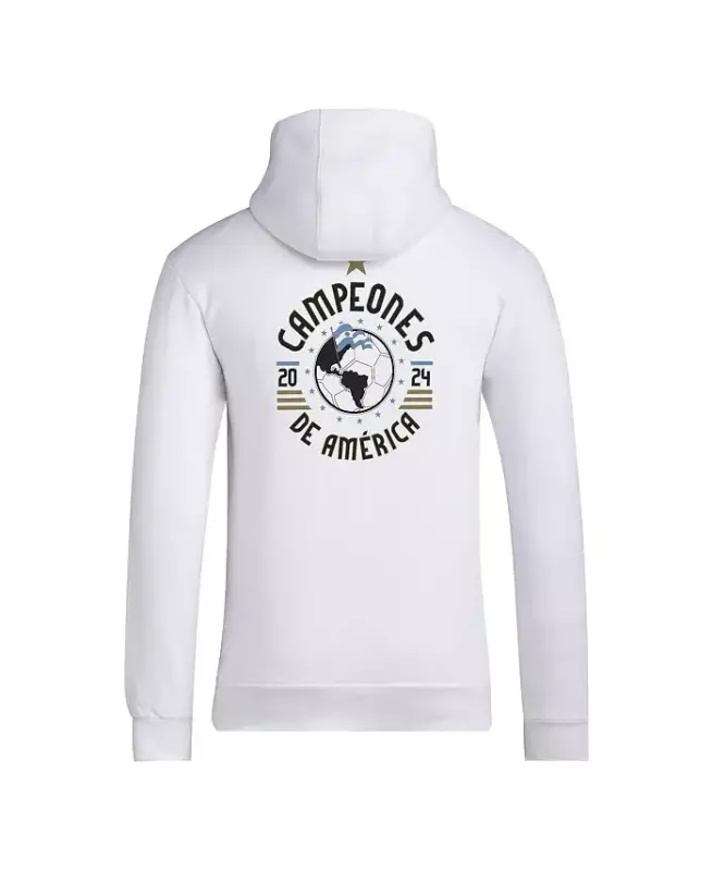 Men's Argentina National Team 2024 Copa America Champions Pullover Hoodie-White - 2