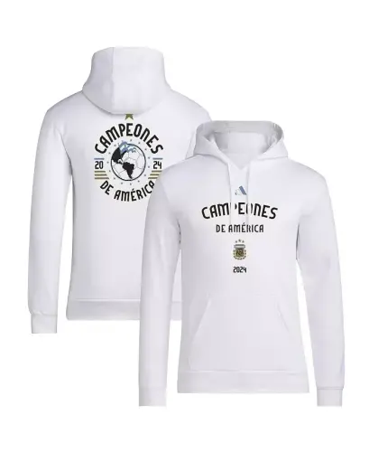 Men's Argentina National Team 2024 Copa America Champions Pullover Hoodie-White - 1