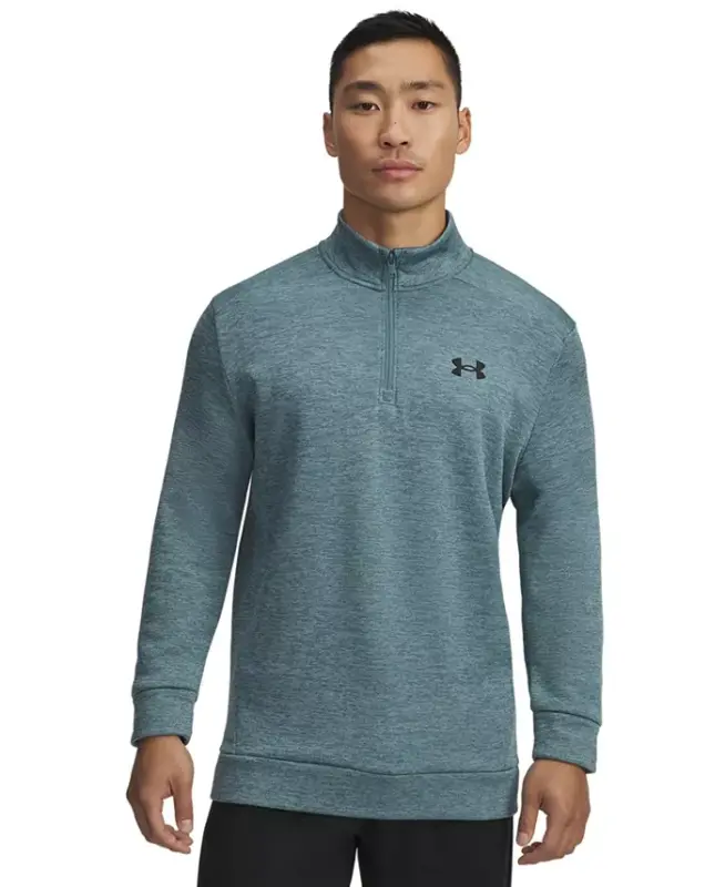 Men's Armour Fleece Twist Quarter-Zipper Sweatshirt - Jasper Blue/Black - UNDER ARMOUR