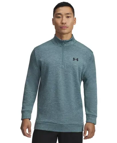 Men's Armour Fleece Twist Quarter-Zipper Sweatshirt - Jasper Blue/Black - 1