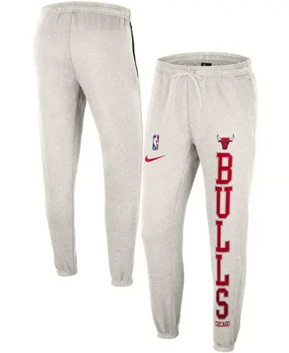 Men's Ash, Red Chicago Bulls 75Th Anniversary Courtside Fleece Pants - 1
