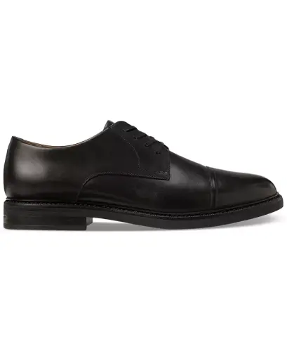Men's Asher Leather Cap-Toe Dress Shoe-Black - 4