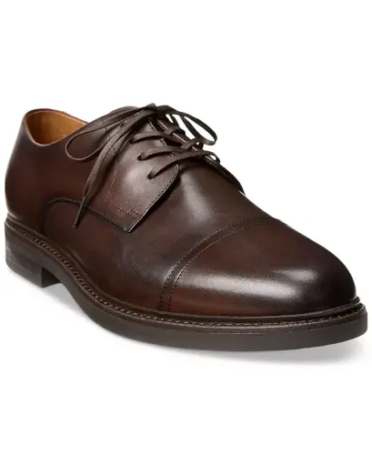 Men's Asher Leather Cap-Toe Dress Shoe-Polo Brown 