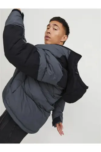 Men's Asphalt Hooded Cold-Proof Padded Jacket-Asphalt - 5