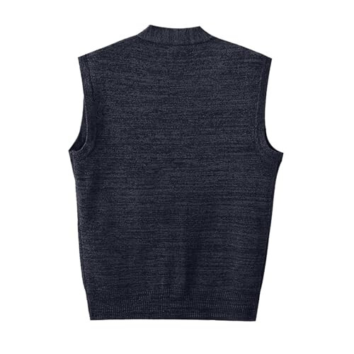 Mens Autumn Winter Casual Fashion V Neck Sleeveless Knit and Fleece Vest Sweater Vest Casual Cardigan Men - 2