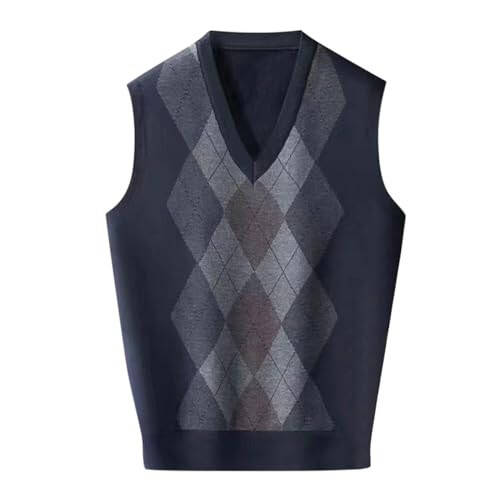 Mens Autumn Winter Casual Fashion V Neck Sleeveless Knit and Fleece Vest Sweater Vest Polyester Cardigans Men - 1