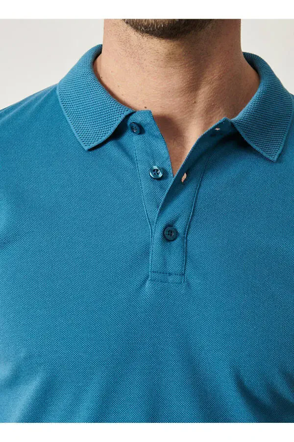 Men's Aviator Blue 100% Cotton Shrink-Resistant Pique Polo Y - 5