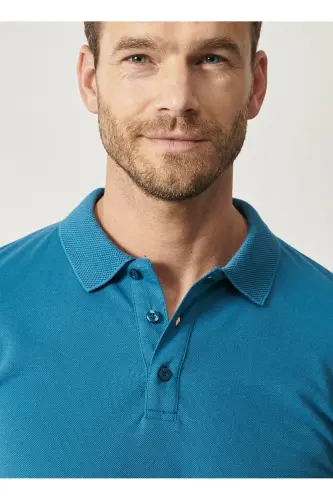 Men's Aviator Blue 100% Cotton Shrink-Resistant Pique Polo Y - 6
