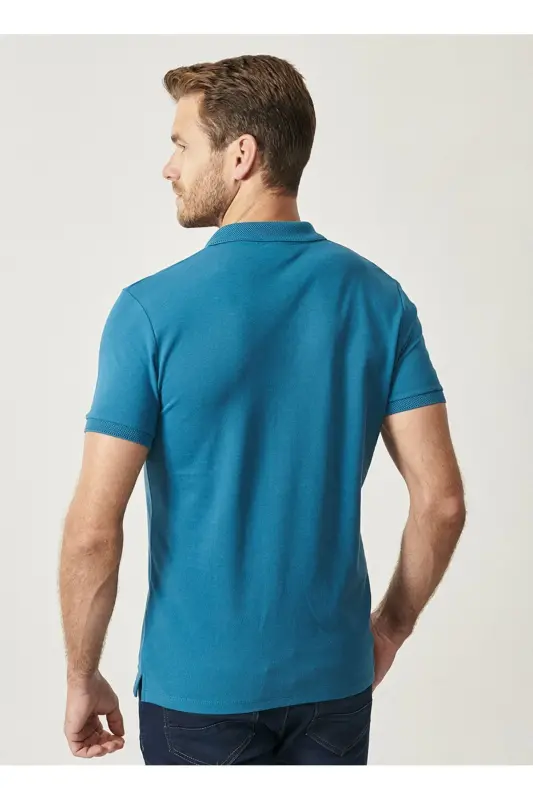 Men's Aviator Blue 100% Cotton Shrink-Resistant Pique Polo Y - 8