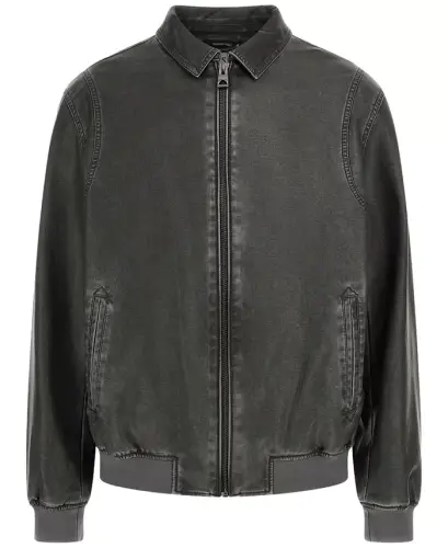 Men's Aviator Relaxed-Fit Faux-Leather Bomber Jacket - 3
