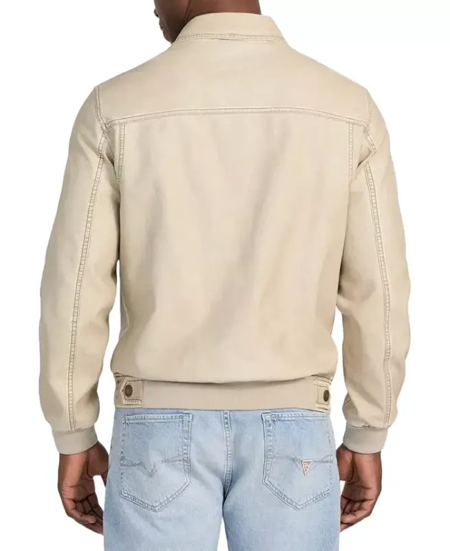 Men's Aviator Relaxed-Fit Faux-Leather Bomber Jacket - 4