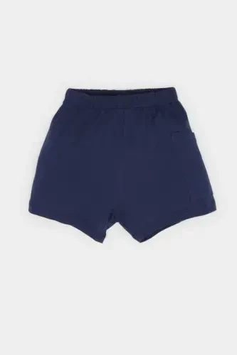 Men's Baby 2-Piece Set Vehicle Print Short Sleeve T-Shirt Elastic Waist Shorts E6775a525sm-Navy Blue - DEFACTO (1)