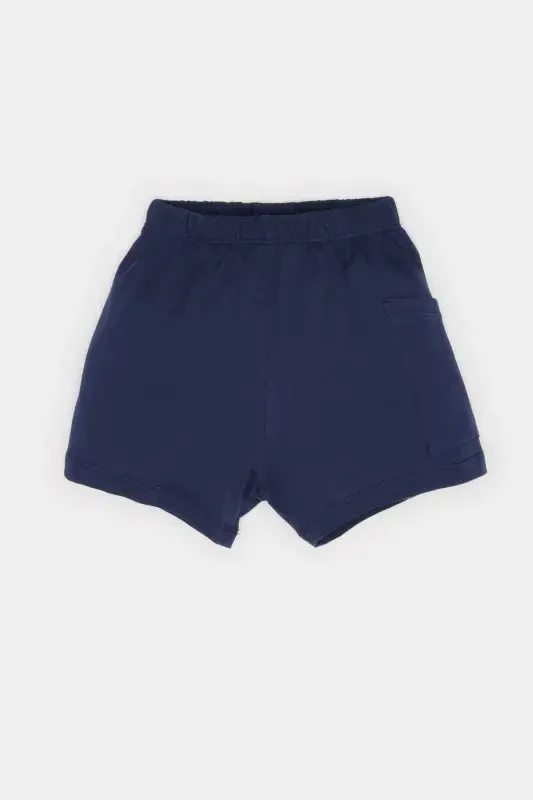 Men's Baby 2-Piece Set Vehicle Print Short Sleeve T-Shirt Elastic Waist Shorts E6775a525sm-Navy Blue - 2