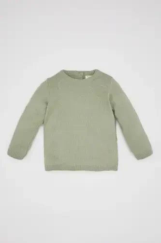 Men's Baby Bike Collar Basic Plain Knit Sweater A5036a524au-Green - 1