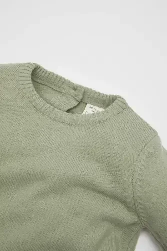 Men's Baby Bike Collar Basic Plain Knit Sweater A5036a524au-Green - 2