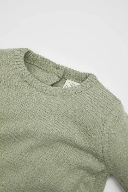 Men's Baby Bike Collar Basic Plain Knit Sweater A5036a524au-Green - 2