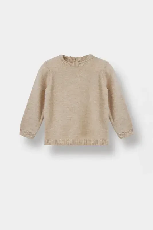 Men's Baby Crew Neck Sweater A5036a523au-Beige - DEFACTO