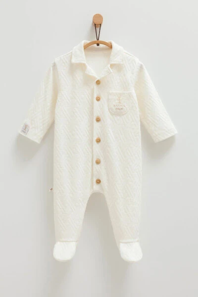 MEN'S BABY JUMPSUIT %100 ORGANIC COTTON (1-3 , 3-6 A - CARAMELL