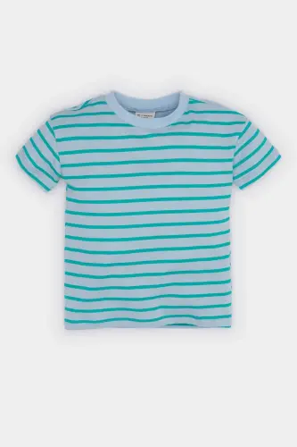 Men's Baby Striped Short Sleeve T-Shirt E5315a525sm-Blue - 1