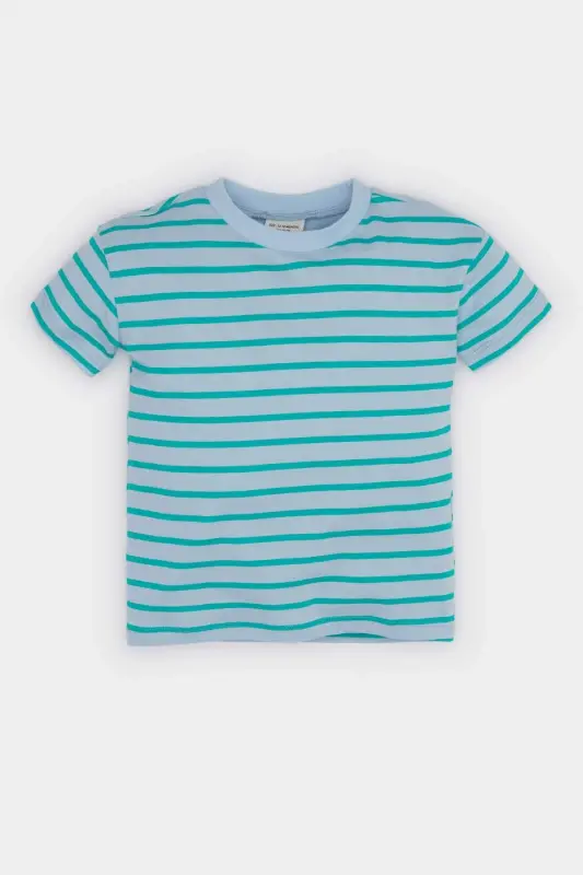 Men's Baby Striped Short Sleeve T-Shirt E5315a525sm-Blue - 1