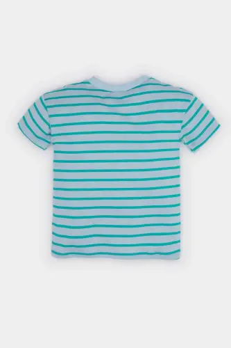 Men's Baby Striped Short Sleeve T-Shirt E5315a525sm-Blue - 3