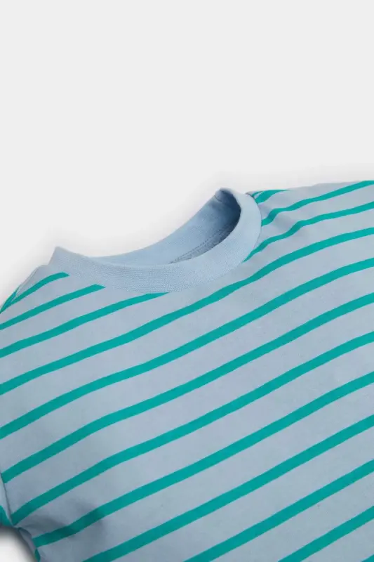 Men's Baby Striped Short Sleeve T-Shirt E5315a525sm-Blue - 2