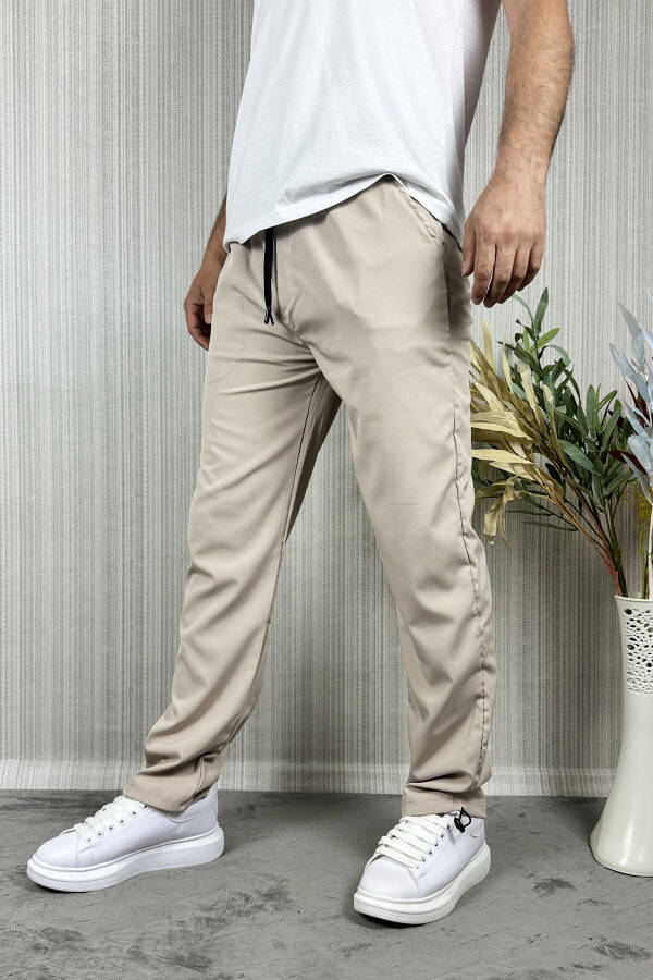 Men's Baggy Adjustable Cuff Cream Jogger Pants - 9