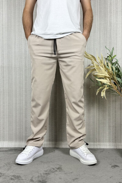 Men's Baggy Adjustable Cuff Cream Jogger Pants - 10