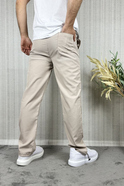 Men's Baggy Adjustable Cuff Cream Jogger Pants - 11