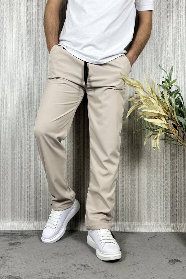 Men's Baggy Adjustable Cuff Cream Jogger Pants - 15