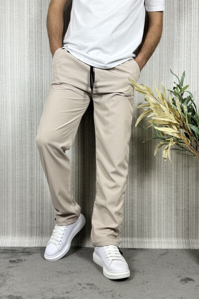 Men's Baggy Adjustable Cuff Cream Jogger Pants - 7