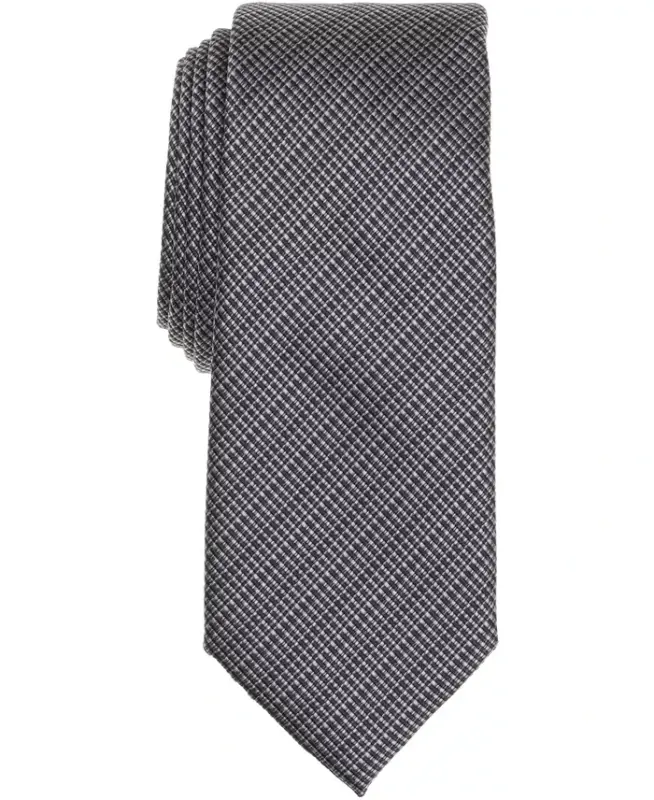 Men's Balaton Textured Stripe Tie, Exclusively at Modazone - Onyx - ALFANI