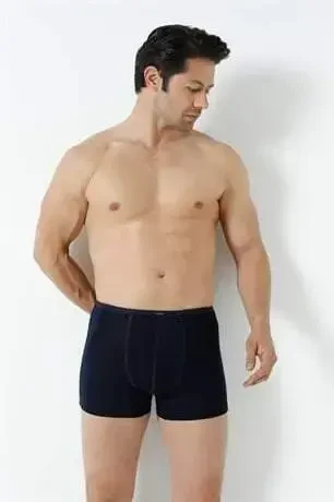 Men's Bamboo Boxer Navy Thin Waist Elastic 5-Pack - 3