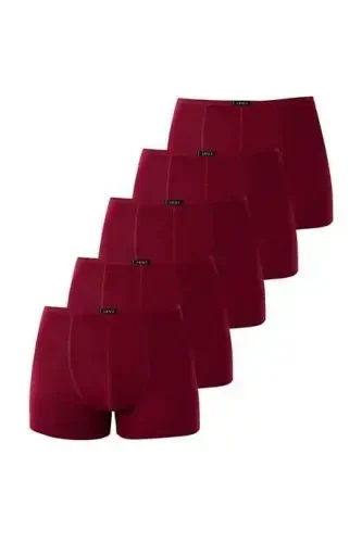 Men's Bamboo Boxers Burgundy Slim Waist Elastic 5-Pack - 3
