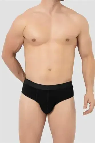 Men's Bamboo Slip Briefs Plain Black 3-Pack - BÜYÜKBEDENIZ (1)