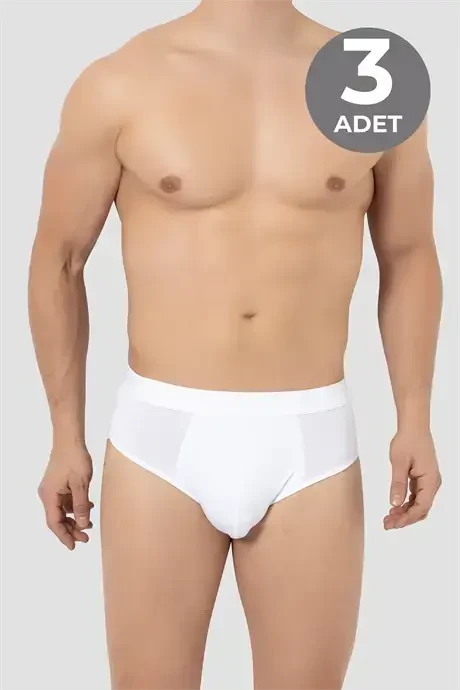 Men's Bamboo Slip Briefs Plain White 3-Pack - BÜYÜKBEDENIZ