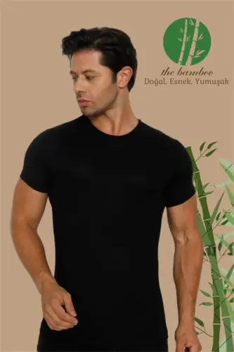 Men's Bamboo T-Shirt Black Crew Neck - 1
