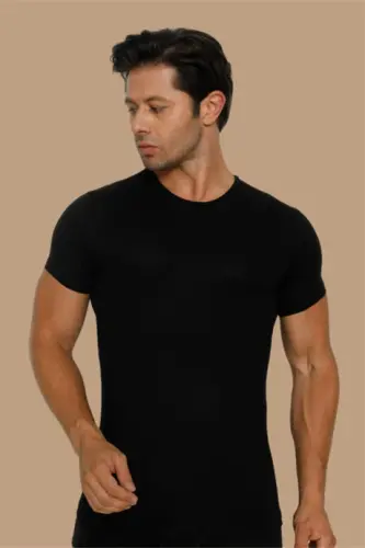 Men's Bamboo T-Shirt Black Crew Neck - 2