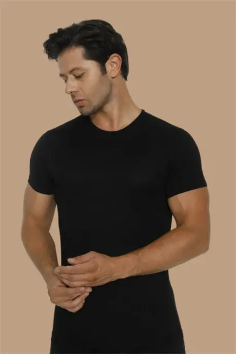 Men's Bamboo T-Shirt Black Crew Neck - 3