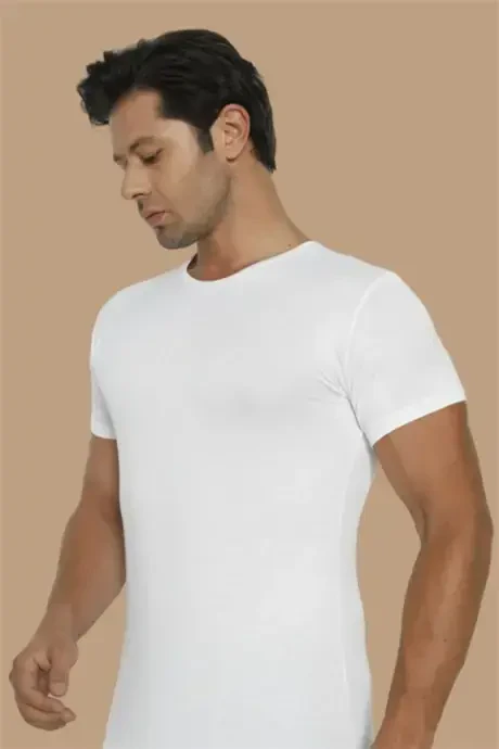 Men's Bamboo T-Shirt White Crew Neck - 7