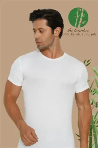 Men's Bamboo T-Shirt White Crew Neck - 1
