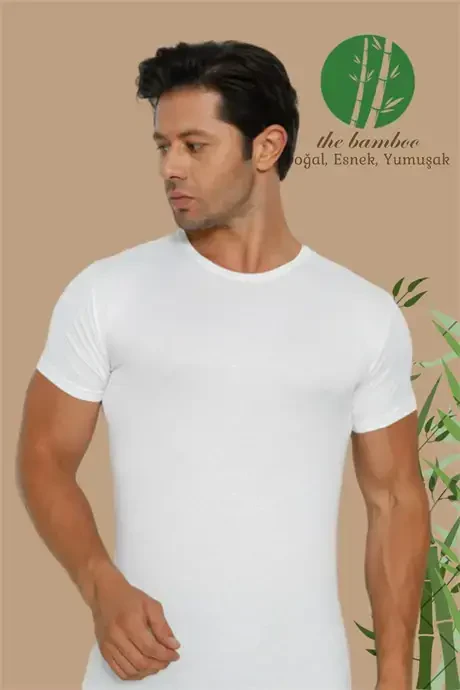 Men's Bamboo T-Shirt White Crew Neck - 1