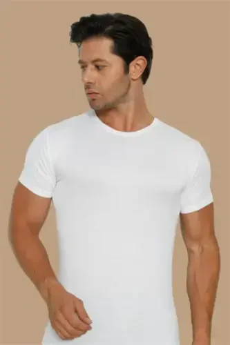 Men's Bamboo T-Shirt White Crew Neck - BÜYÜKBEDENIZ (1)