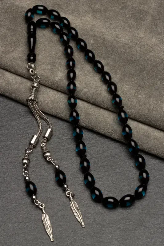 Men's Barley Cut Aquamarine Ottoman Amber Rosary - Green Aquamarine - 3